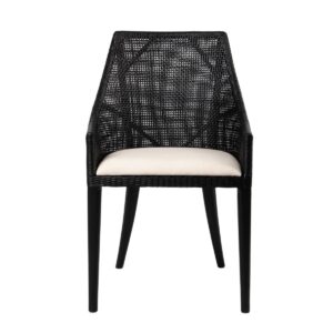 Charlotte Rattan Dining Chair Black, W 54 D 56 H 88cm (RRP $499)