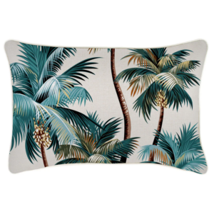 Outdoor Cushion With Piping Palm Trees Natural 35cm x 50cm