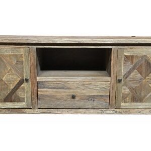 "Parquet" Hamptons Style Timber Parquetry Entertainment Unit, 150cm x 45cm x 58cmH
