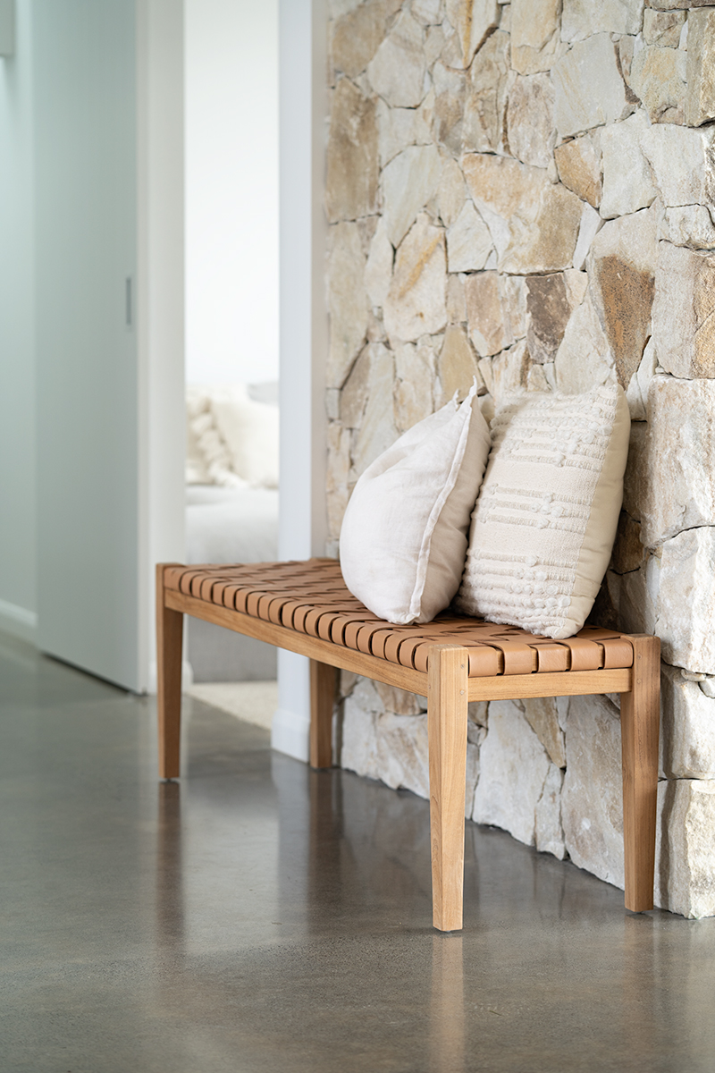 Pasadena Leather Strap Bench Nude, Length 150cm x Width 40cm x Height 46cm - Image 2