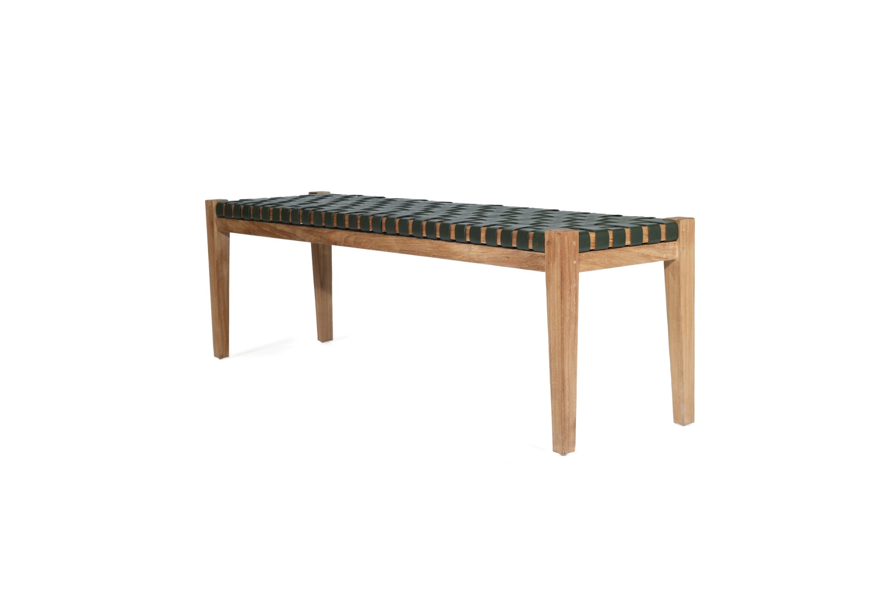 Pasadena Leather Strap Bench Olive, Length 150cm x Width 40cm x Height 46cm - Image 2