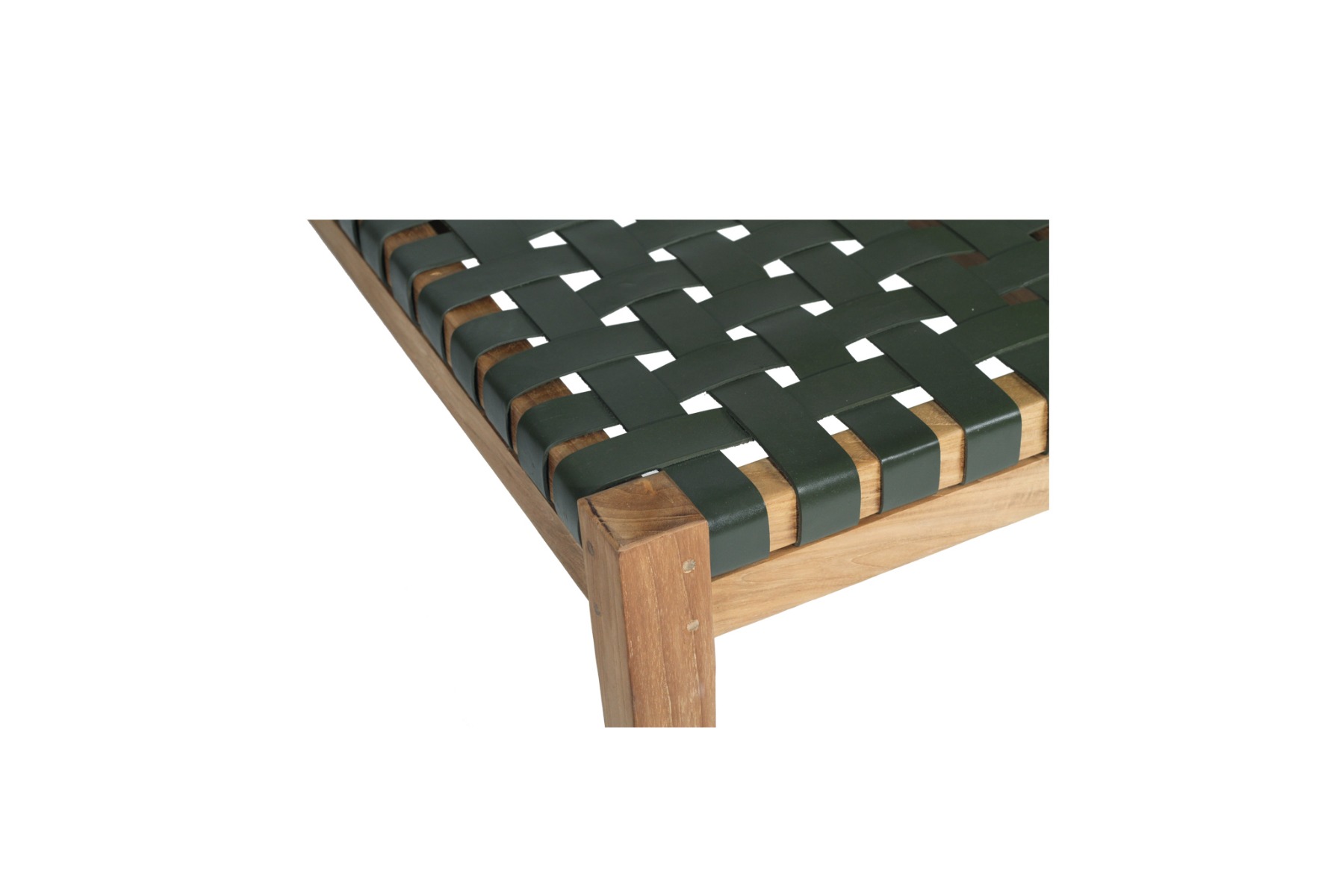 Pasadena Leather Strap Bench Olive, Length 150cm x Width 40cm x Height 46cm - Image 4