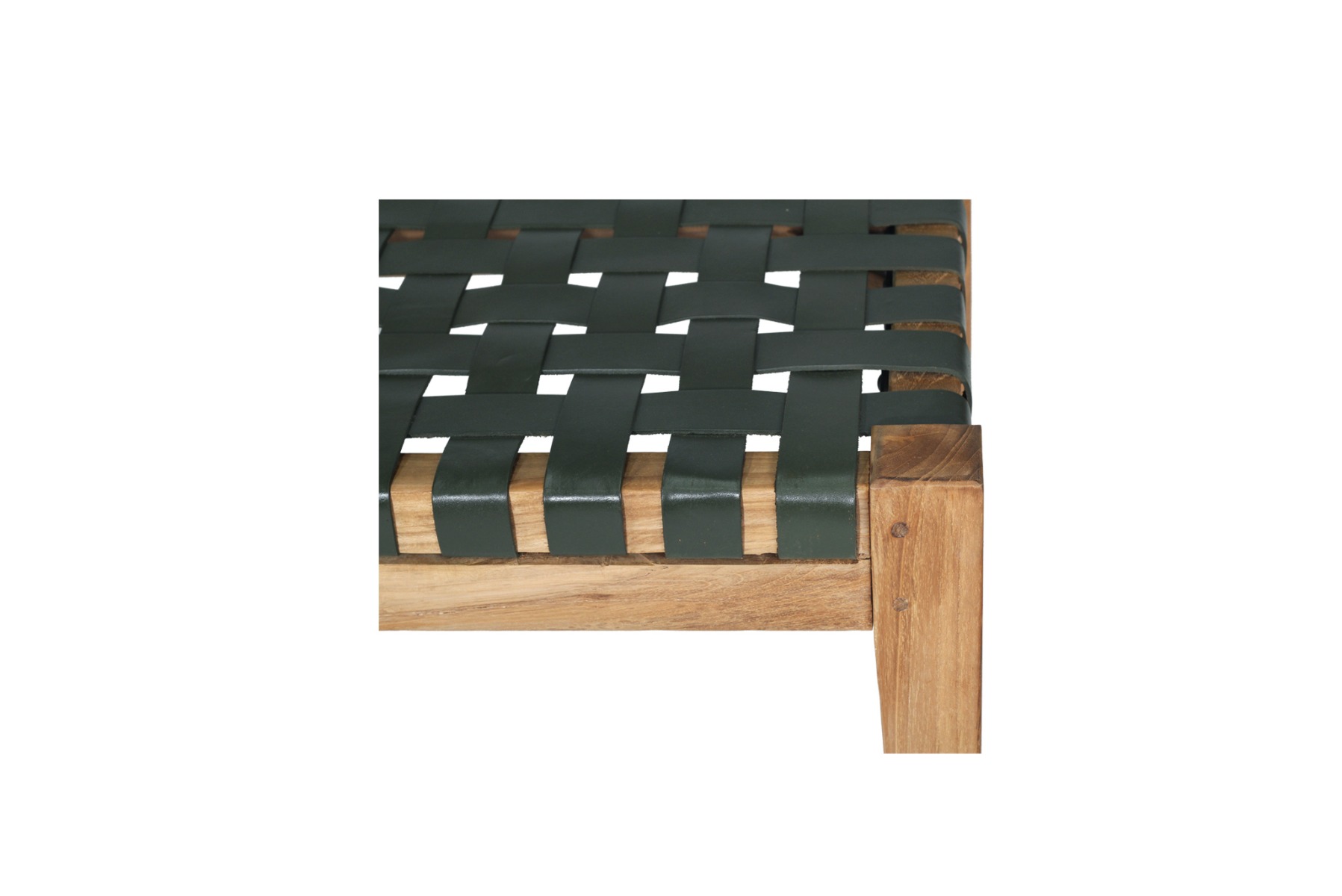 Pasadena Leather Strap Bench Olive, Length 150cm x Width 40cm x Height 46cm - Image 5
