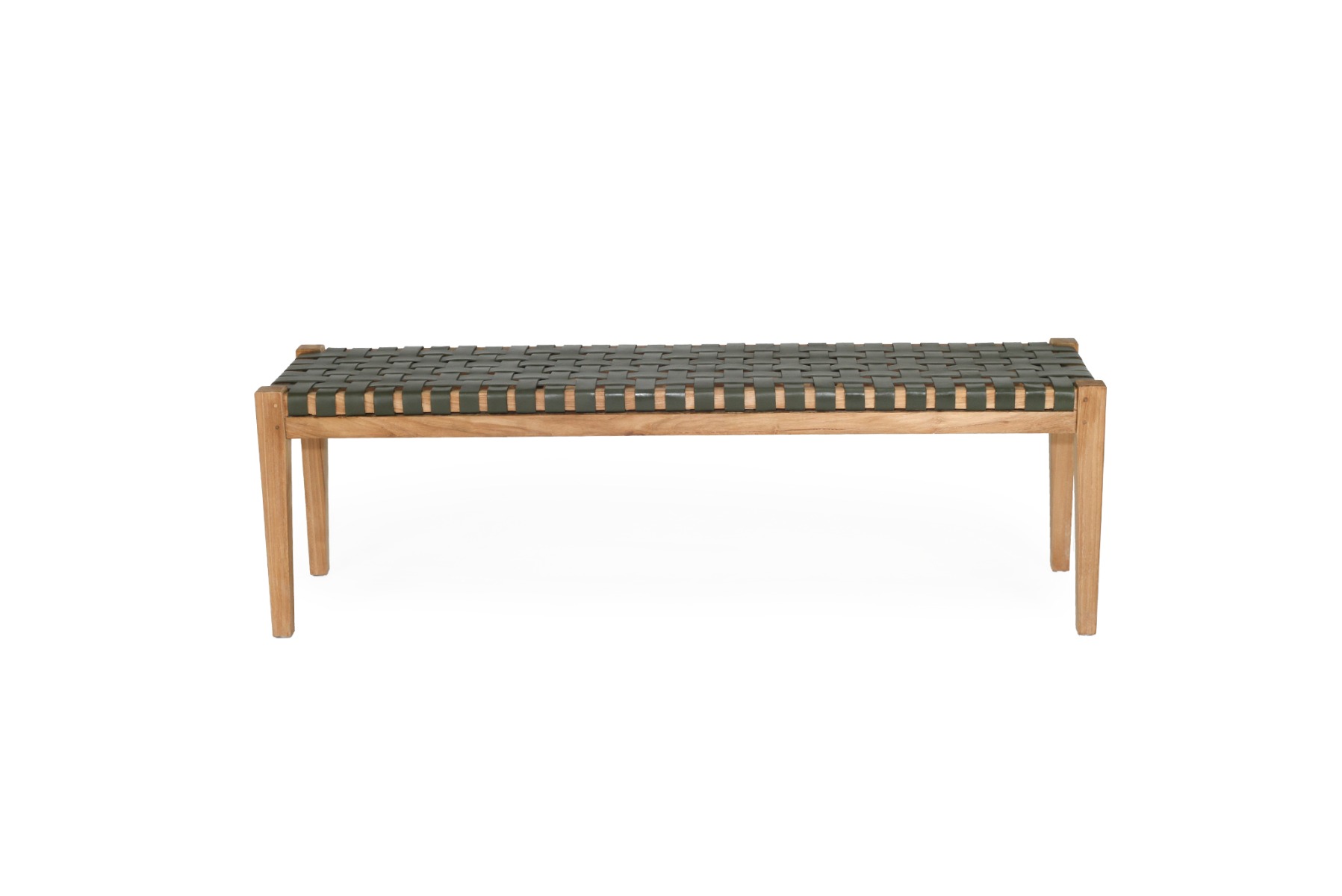 Pasadena Leather Strap Bench Olive, Length 150cm x Width 40cm x Height 46cm - Image 7