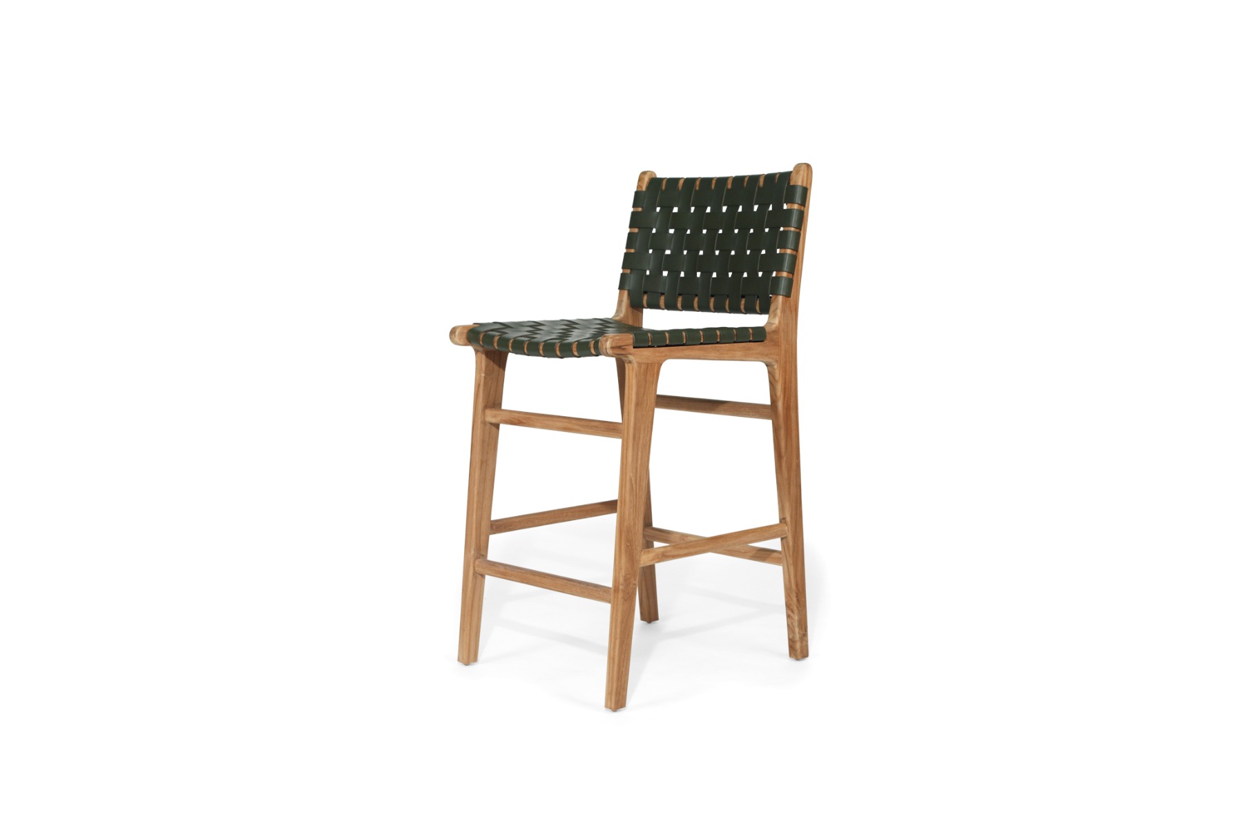 Pasadena Leather Counter Stool Olive Woven, Width 47cm x Depth 52.5cm x Height 65cm - Image 6