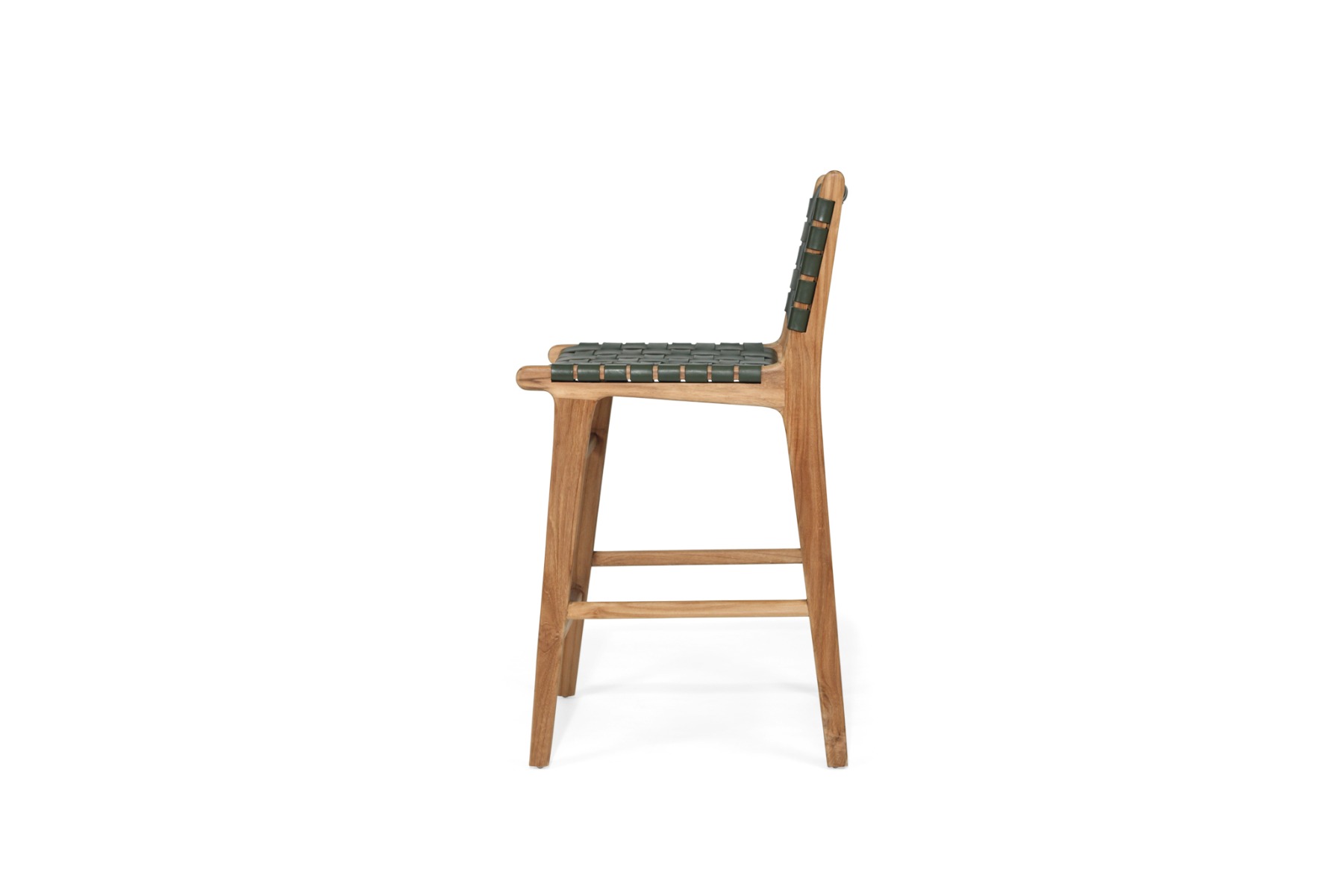 Pasadena Leather Counter Stool Olive Woven, Width 47cm x Depth 52.5cm x Height 65cm - Image 5