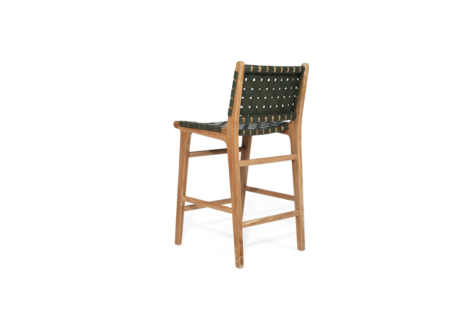 Pasadena Leather Counter Stool Olive Woven, Width 47cm x Depth 52.5cm x Height 65cm - Image 4