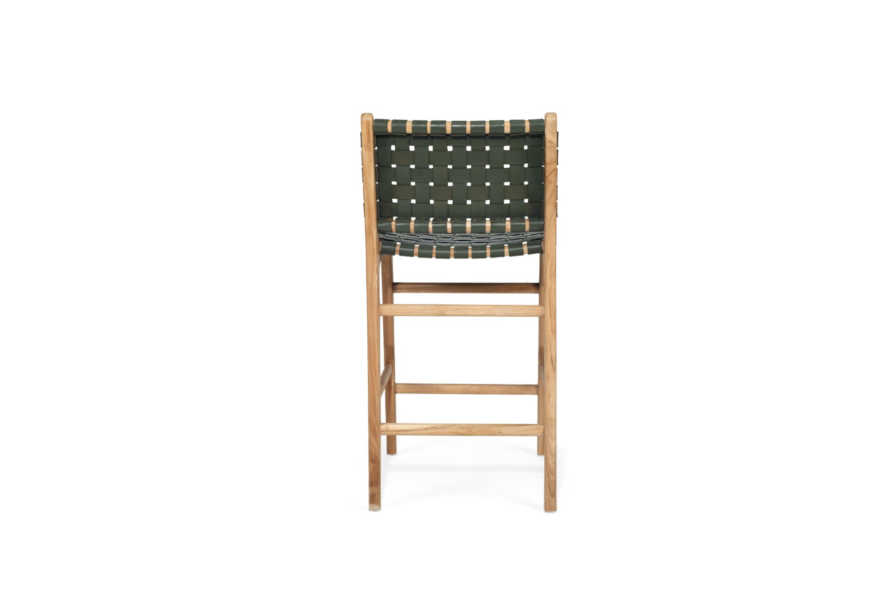 Pasadena Leather Counter Stool Olive Woven, Width 47cm x Depth 52.5cm x Height 65cm - Image 3