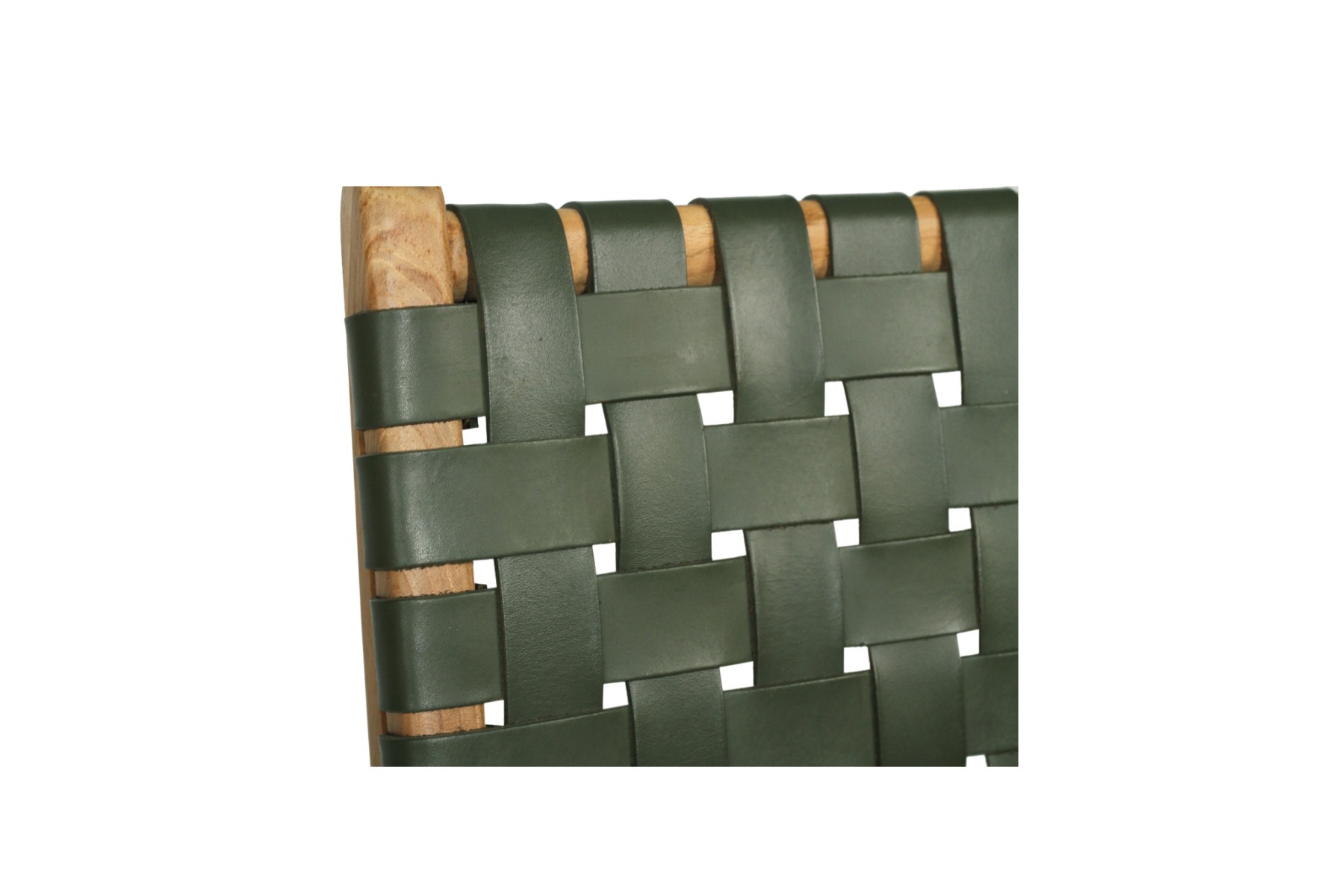 Pasadena Leather Counter Stool Olive Woven, Width 47cm x Depth 52.5cm x Height 65cm - Image 2