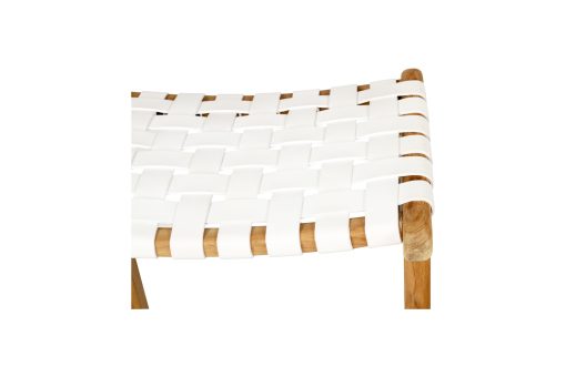 "Positano" Resort Style Leather Saddle Kitchen Counter Stool Woven White, W46cm x D38cm x H66cm (RRP $499) - Image 5