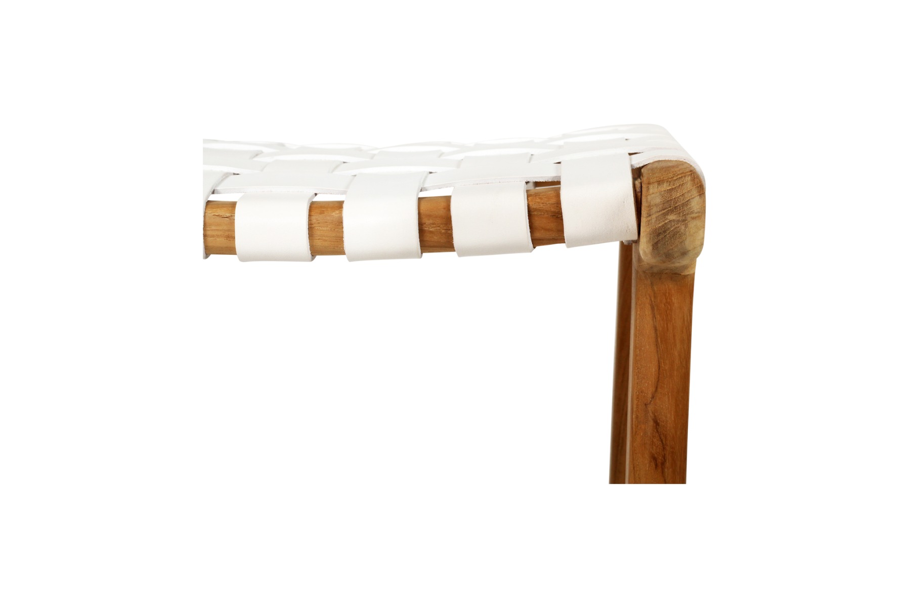 "Positano" Resort Style Leather Saddle Kitchen Counter Stool Woven White, W46cm x D38cm x H66cm (RRP $499) - Image 4