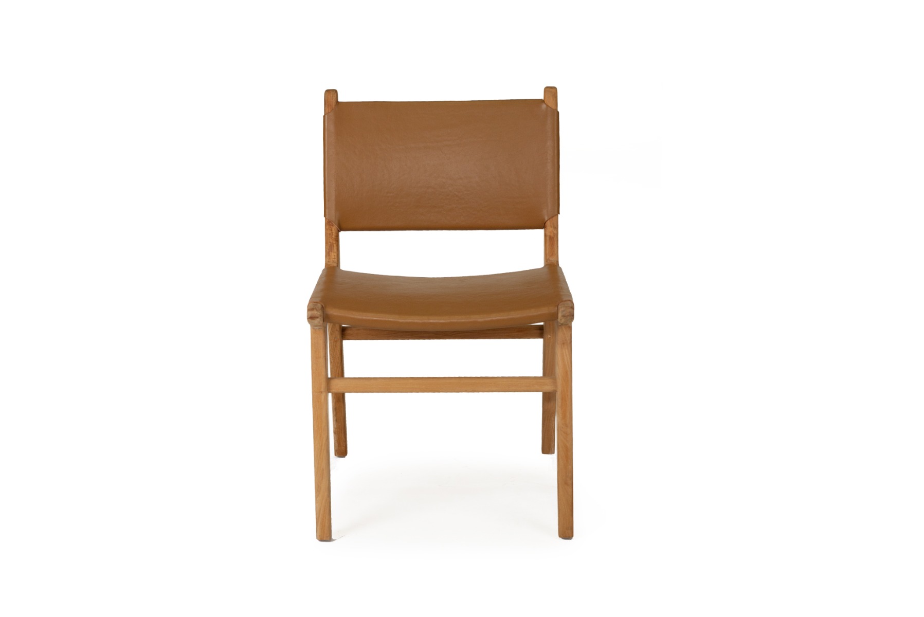 Pasadena Leather Side Chair Tan, Width 53cm x Depth 55 x Height 48cm - Image 3