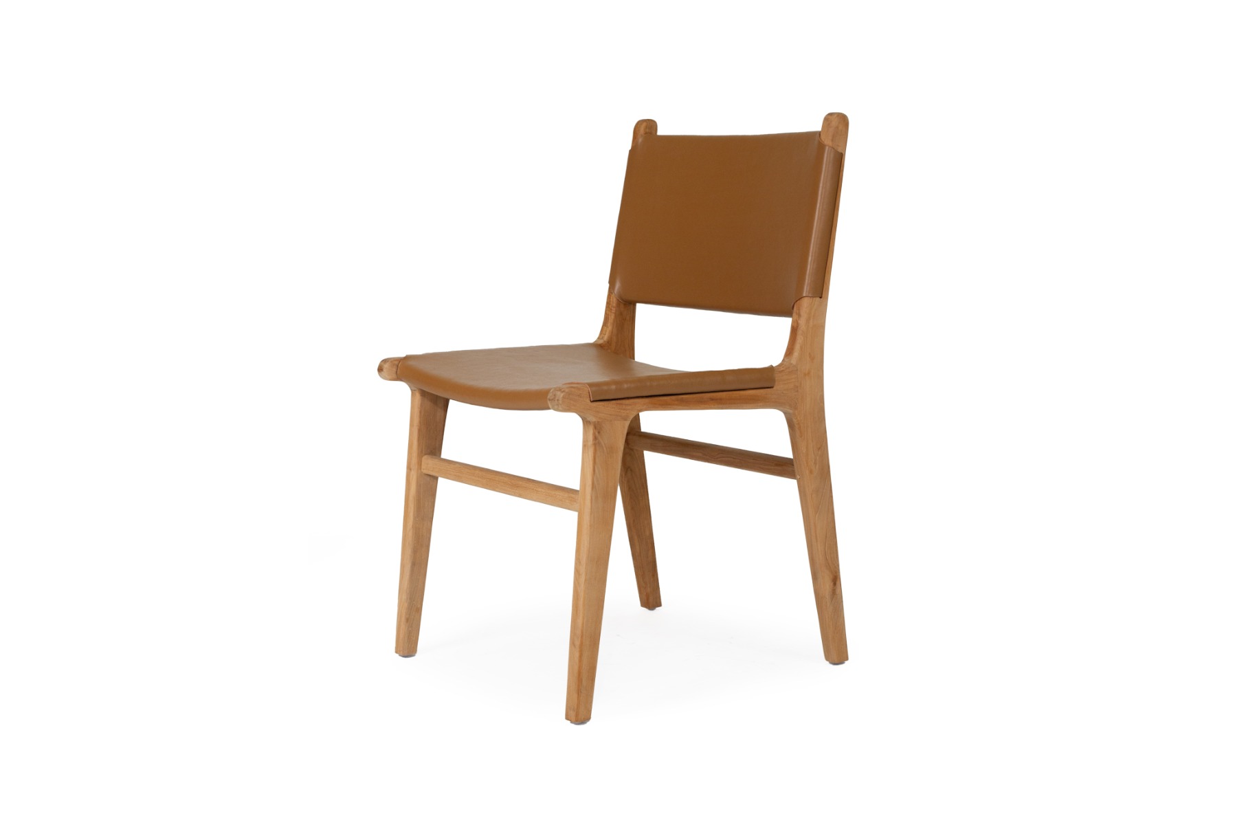 Pasadena Leather Side Chair Tan, Width 53cm x Depth 55 x Height 48cm - Image 8