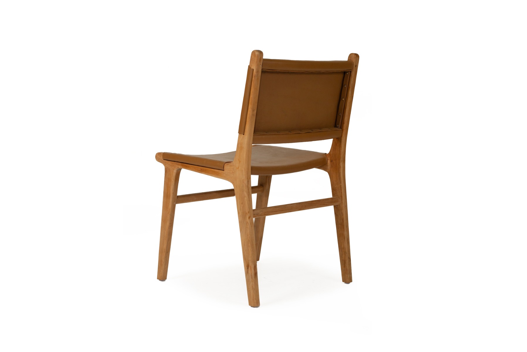Pasadena Leather Side Chair Tan, Width 53cm x Depth 55 x Height 48cm - Image 6