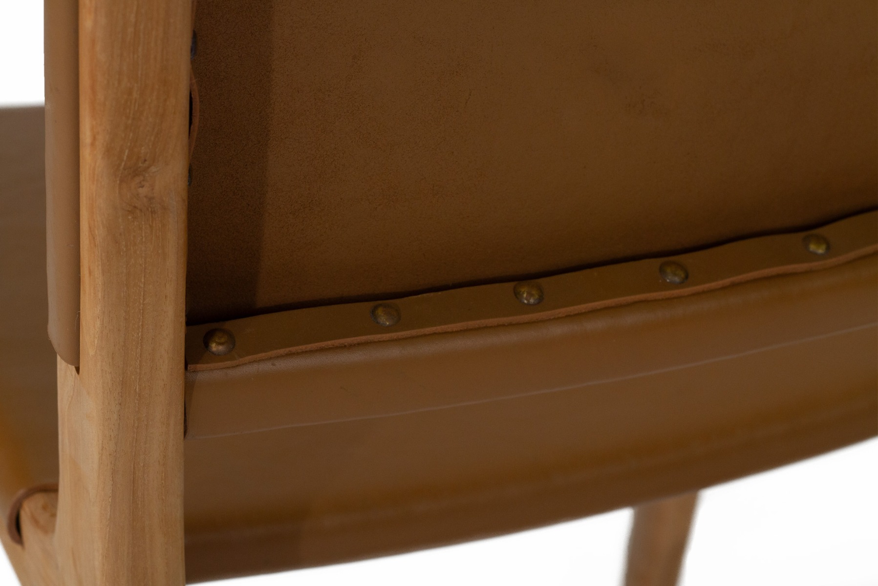 Pasadena Leather Side Chair Tan, Width 53cm x Depth 55 x Height 48cm - Image 5