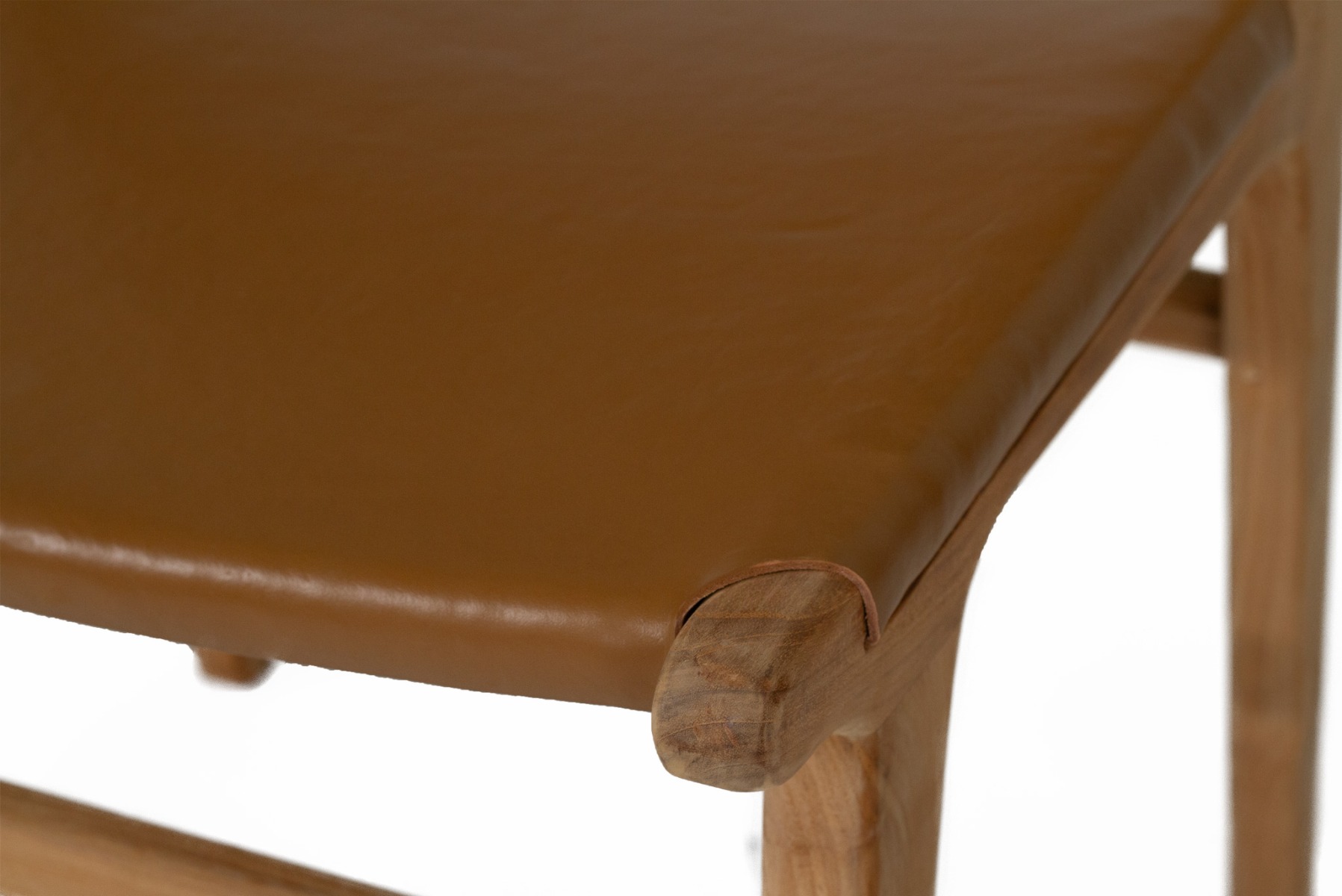 Pasadena Leather Side Chair Tan, Width 53cm x Depth 55 x Height 48cm - Image 2