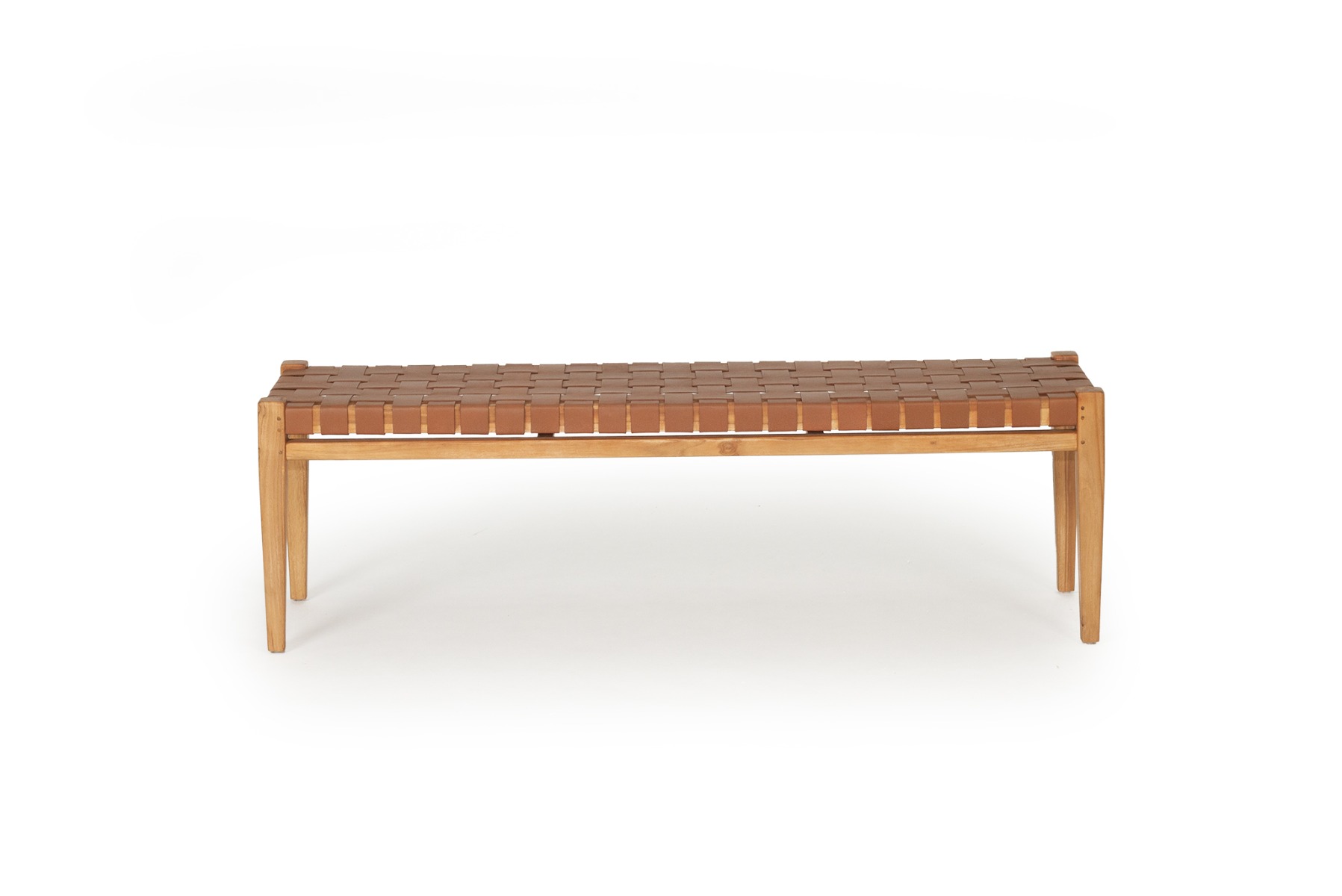 Pasadena Leather Strap Bench Tan, Length 150cm x Width 40cm x Height 47cm - Image 3