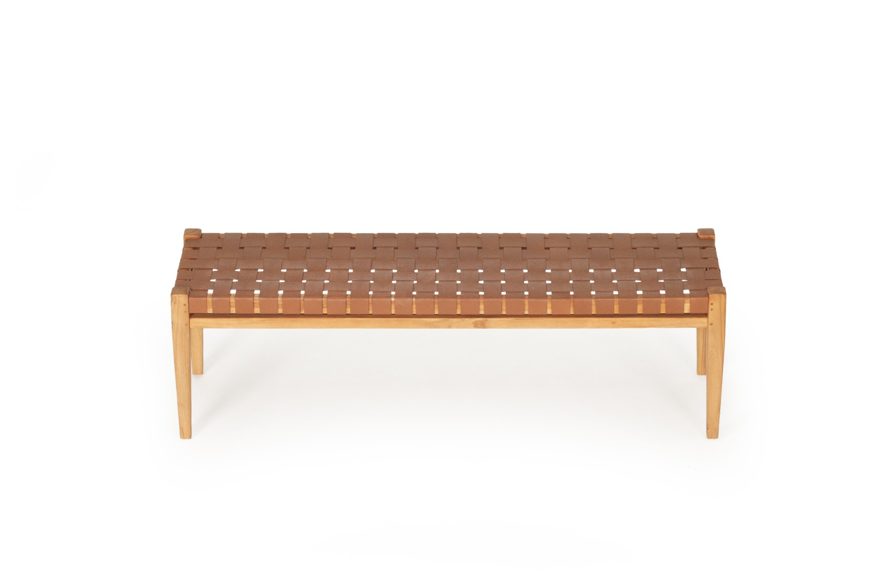 Pasadena Leather Strap Bench Tan, Length 150cm x Width 40cm x Height 47cm - Image 4