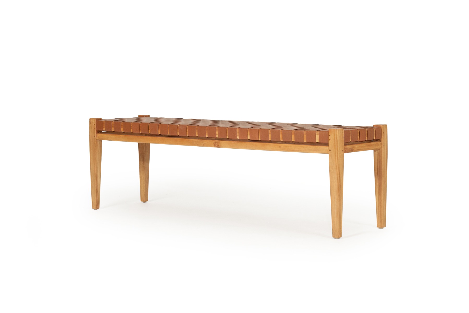 Pasadena Leather Strap Bench Tan, Length 150cm x Width 40cm x Height 47cm - Image 5