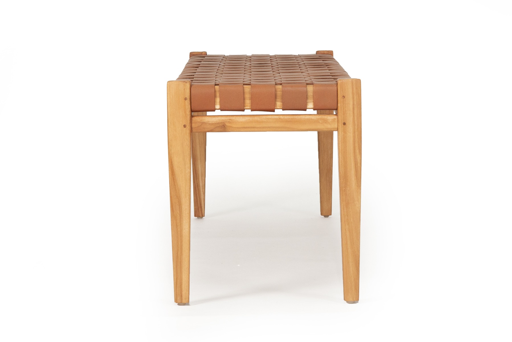 Pasadena Leather Strap Bench Tan, Length 150cm x Width 40cm x Height 47cm - Image 6