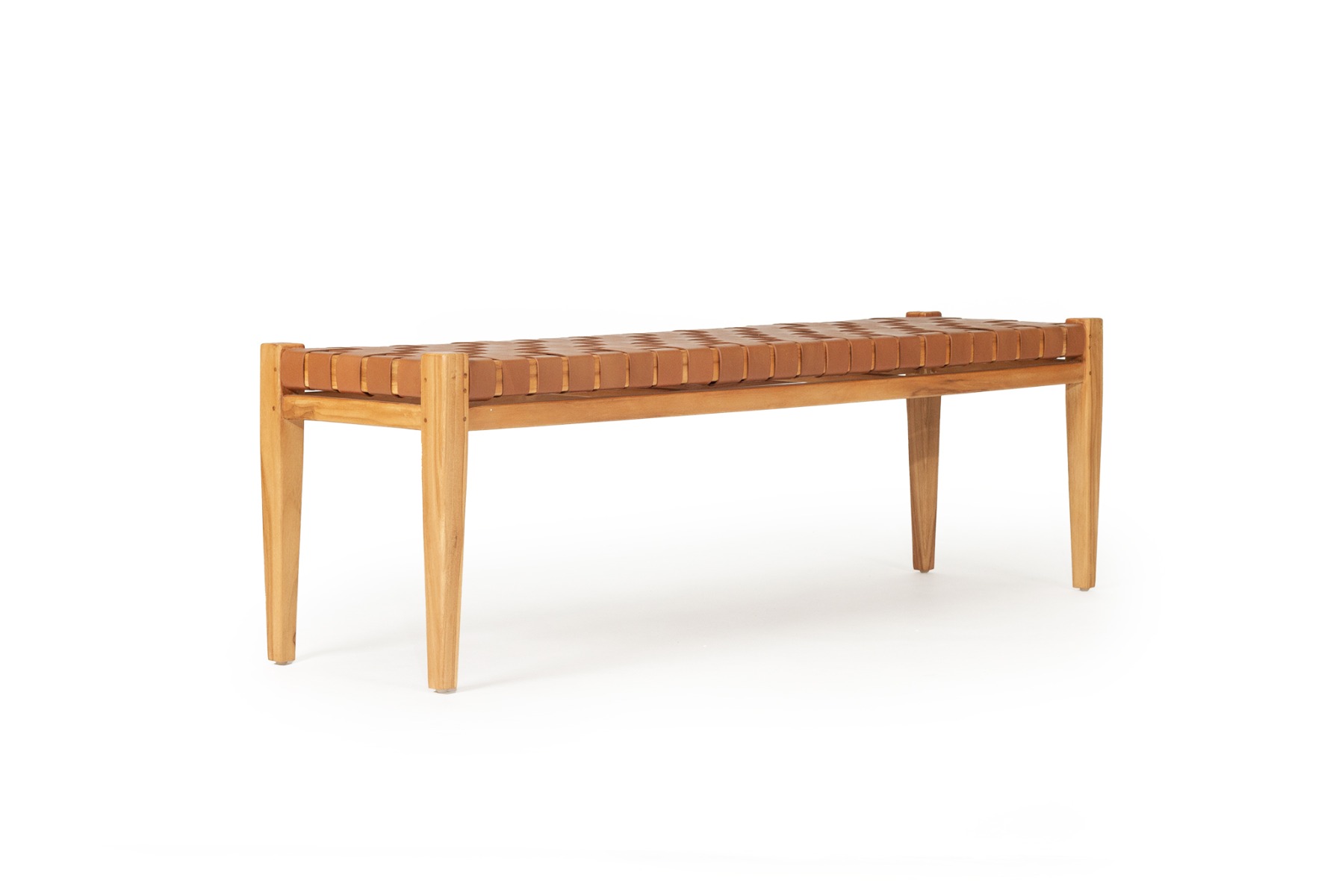Pasadena Leather Strap Bench Tan, Length 150cm x Width 40cm x Height 47cm - Image 7
