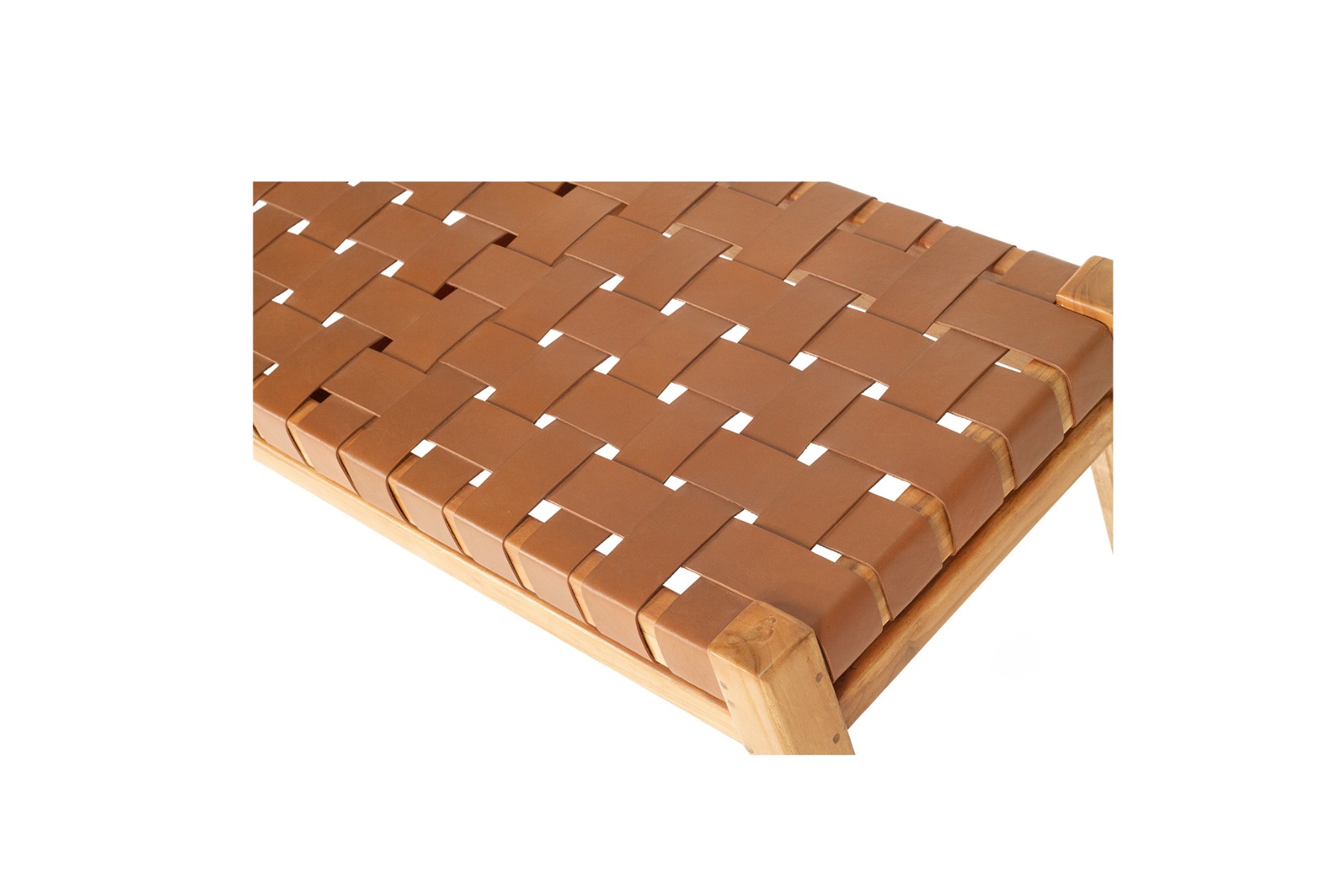 Pasadena Leather Strap Bench Tan, Length 150cm x Width 40cm x Height 47cm - Image 8