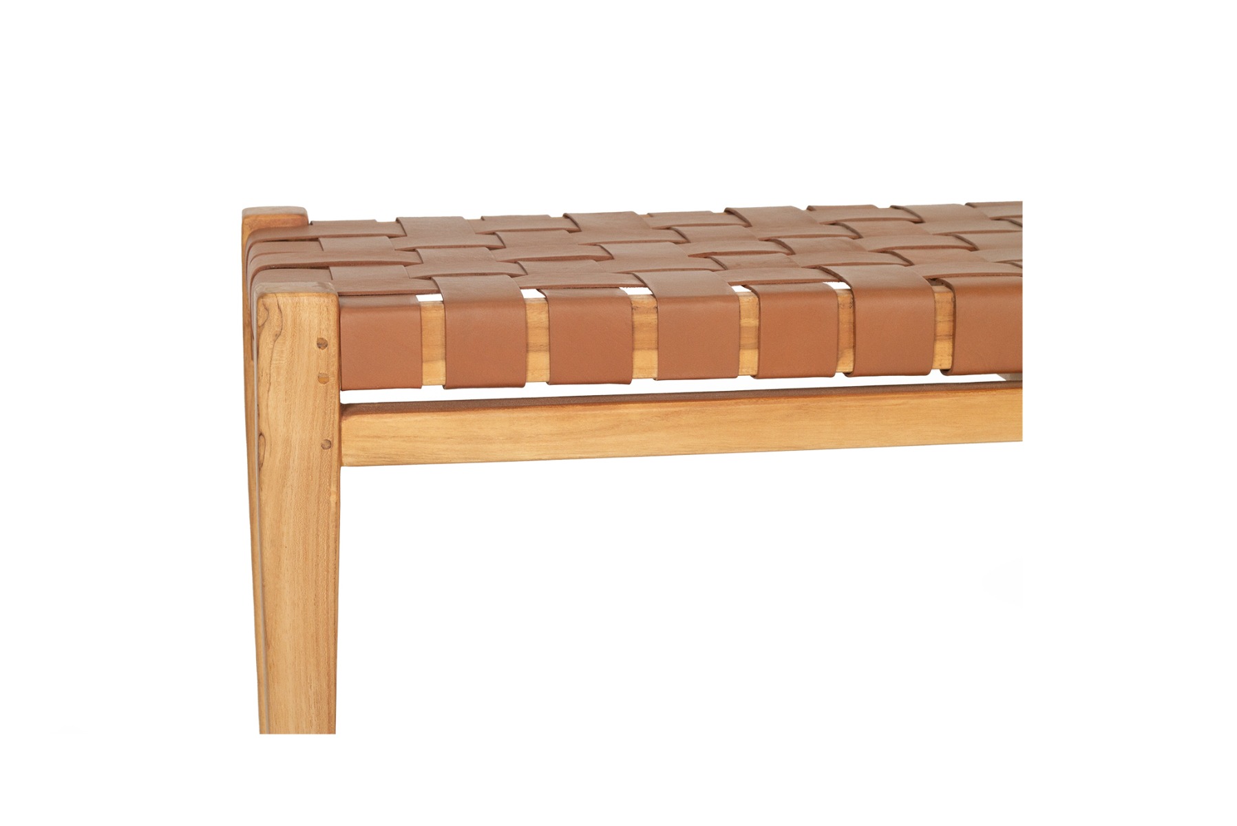 Pasadena Leather Strap Bench Tan, Length 150cm x Width 40cm x Height 47cm - Image 9