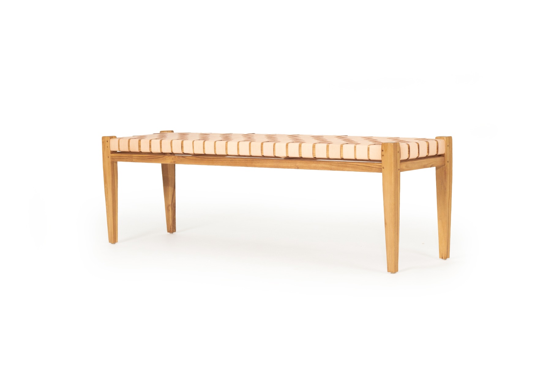 Pasadena Leather Strap Bench Nude, Length 150cm x Width 40cm x Height 46cm - Image 6