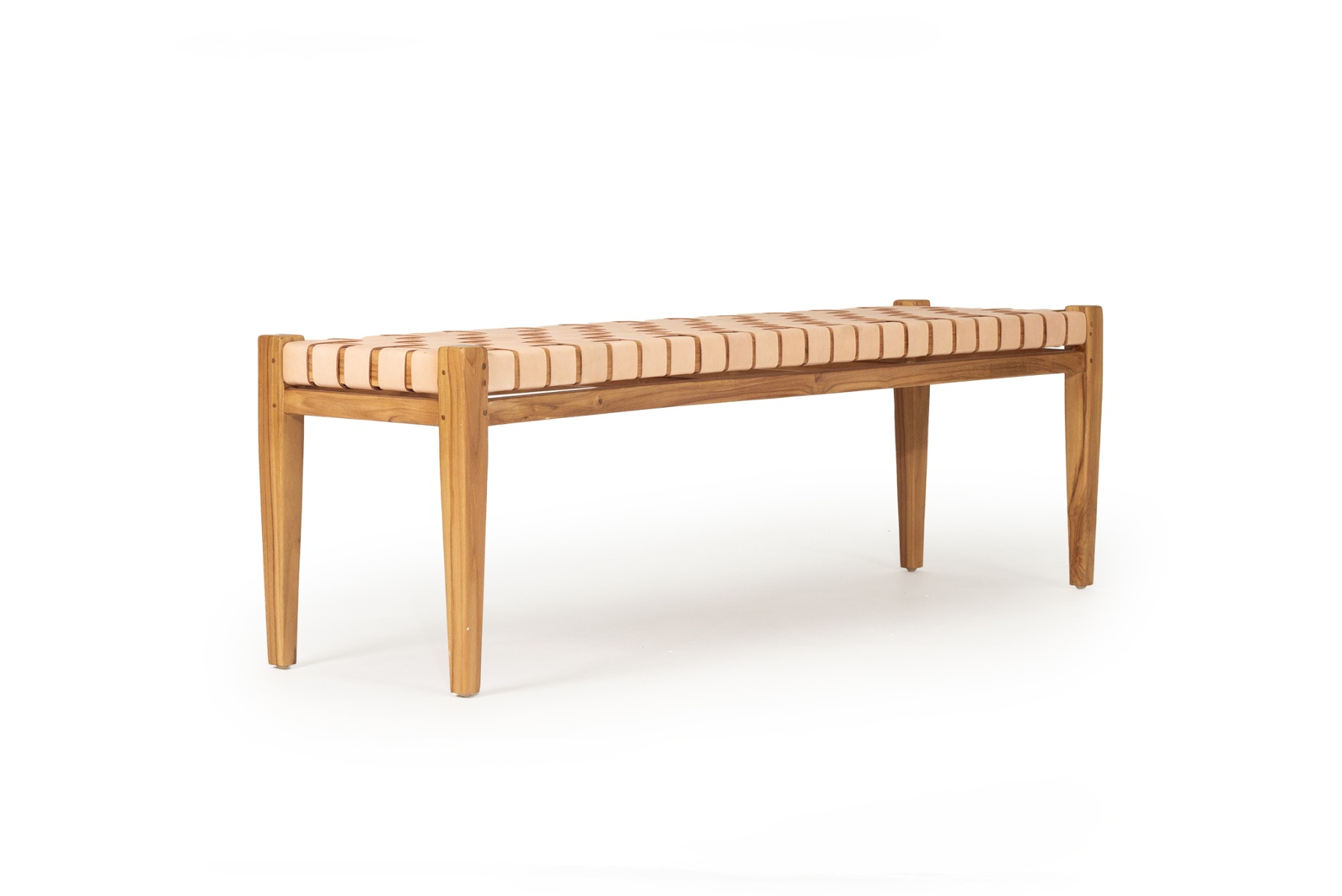 Pasadena Leather Strap Bench Nude, Length 150cm x Width 40cm x Height 46cm - Image 8