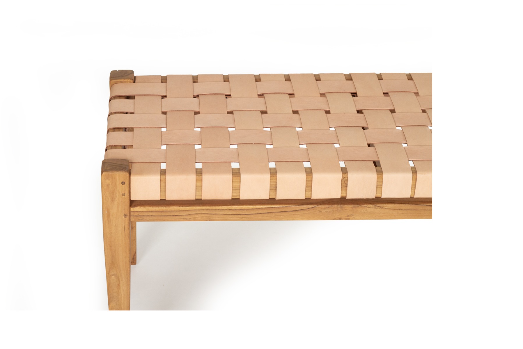 Pasadena Leather Strap Bench Nude, Length 150cm x Width 40cm x Height 46cm - Image 9