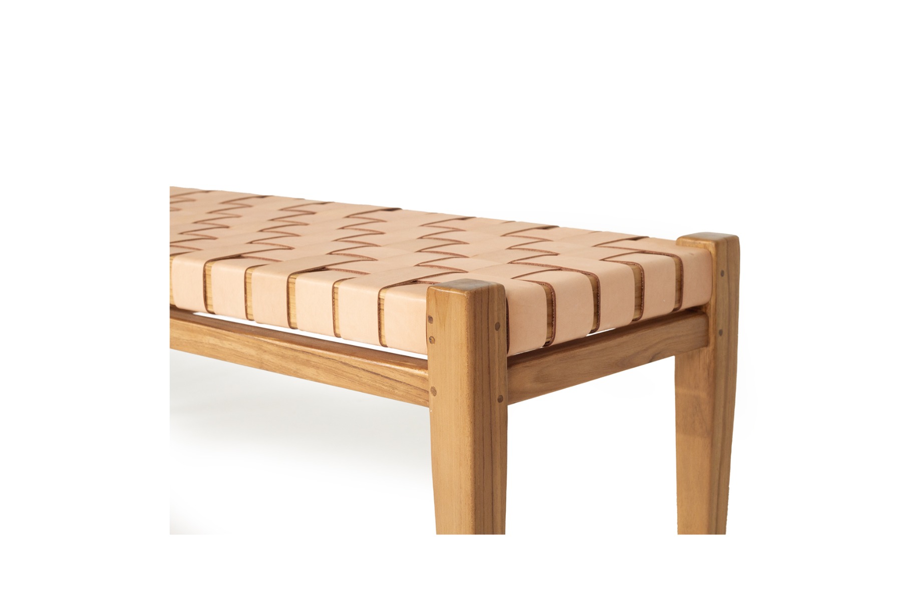 Pasadena Leather Strap Bench Nude, Length 150cm x Width 40cm x Height 46cm - Image 10