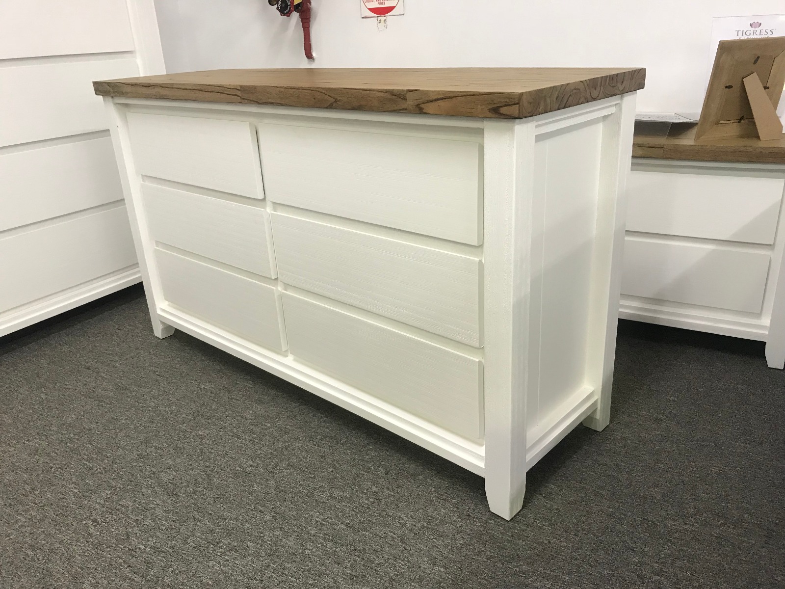 "Jefferson" Hamptons Style Timber Dresser Two Tone, 144cmL x 45cmD x 82cmH - Image 2