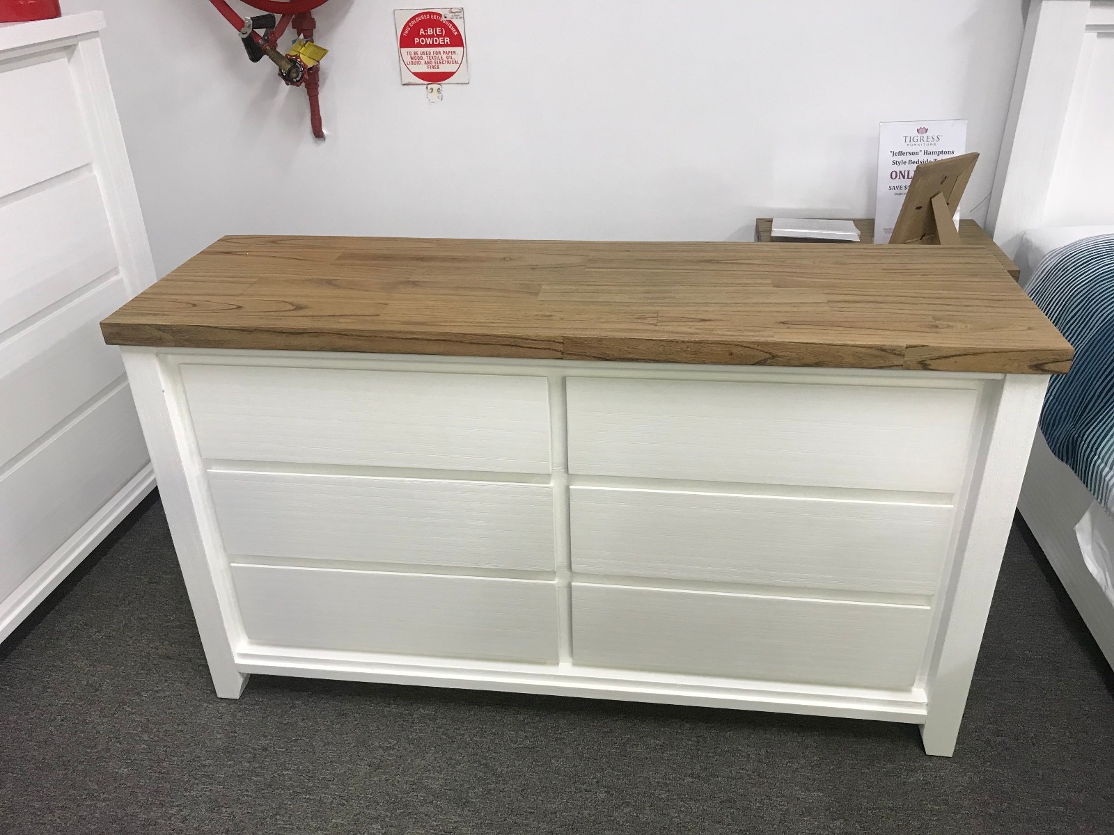 "Jefferson" Hamptons Style Timber Dresser Two Tone, 144cmL x 45cmD x 82cmH - Image 4
