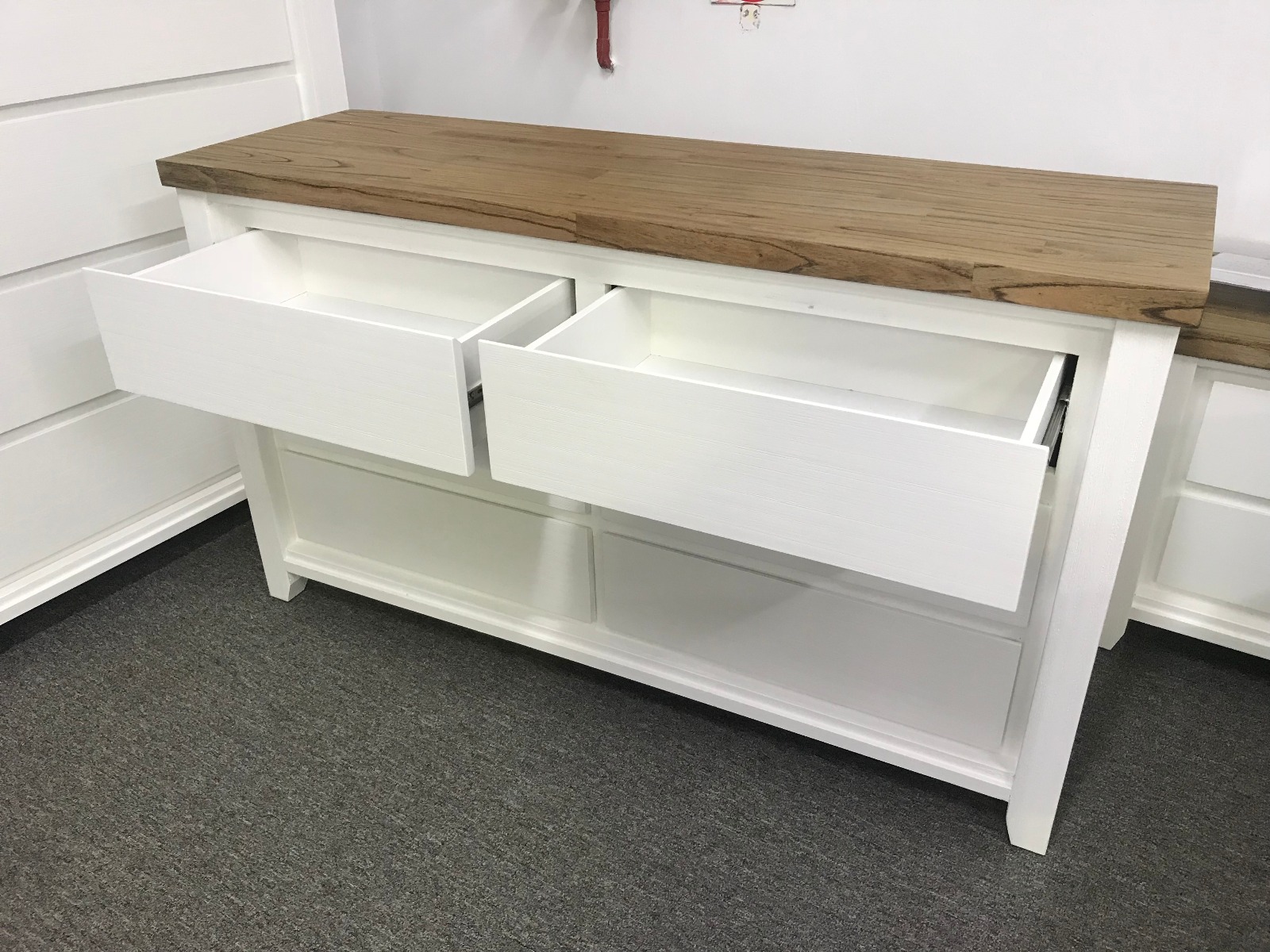 "Jefferson" Hamptons Style Timber Dresser Two Tone, 144cmL x 45cmD x 82cmH - Image 5
