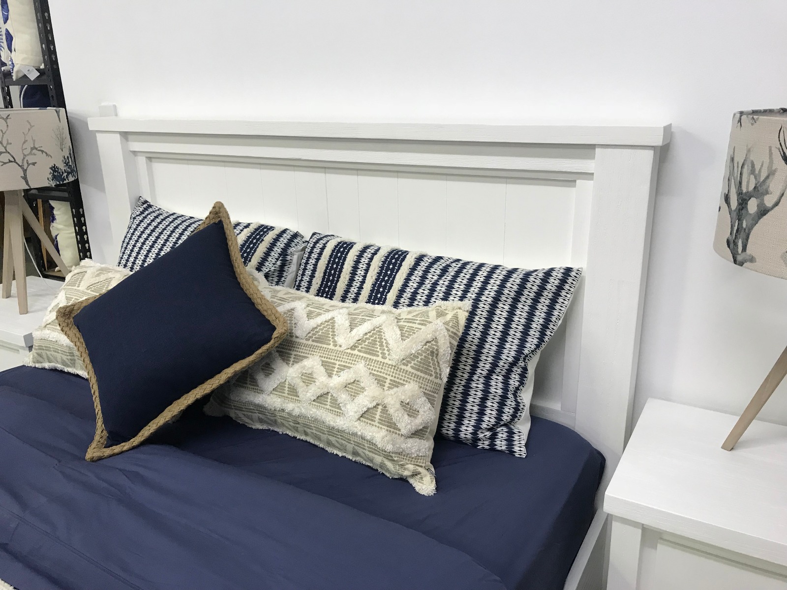 "Jefferson" Solid Timber Brushed White Coastal Hamptons Style Queen Bed Frame with Storage Drawers - Image 6