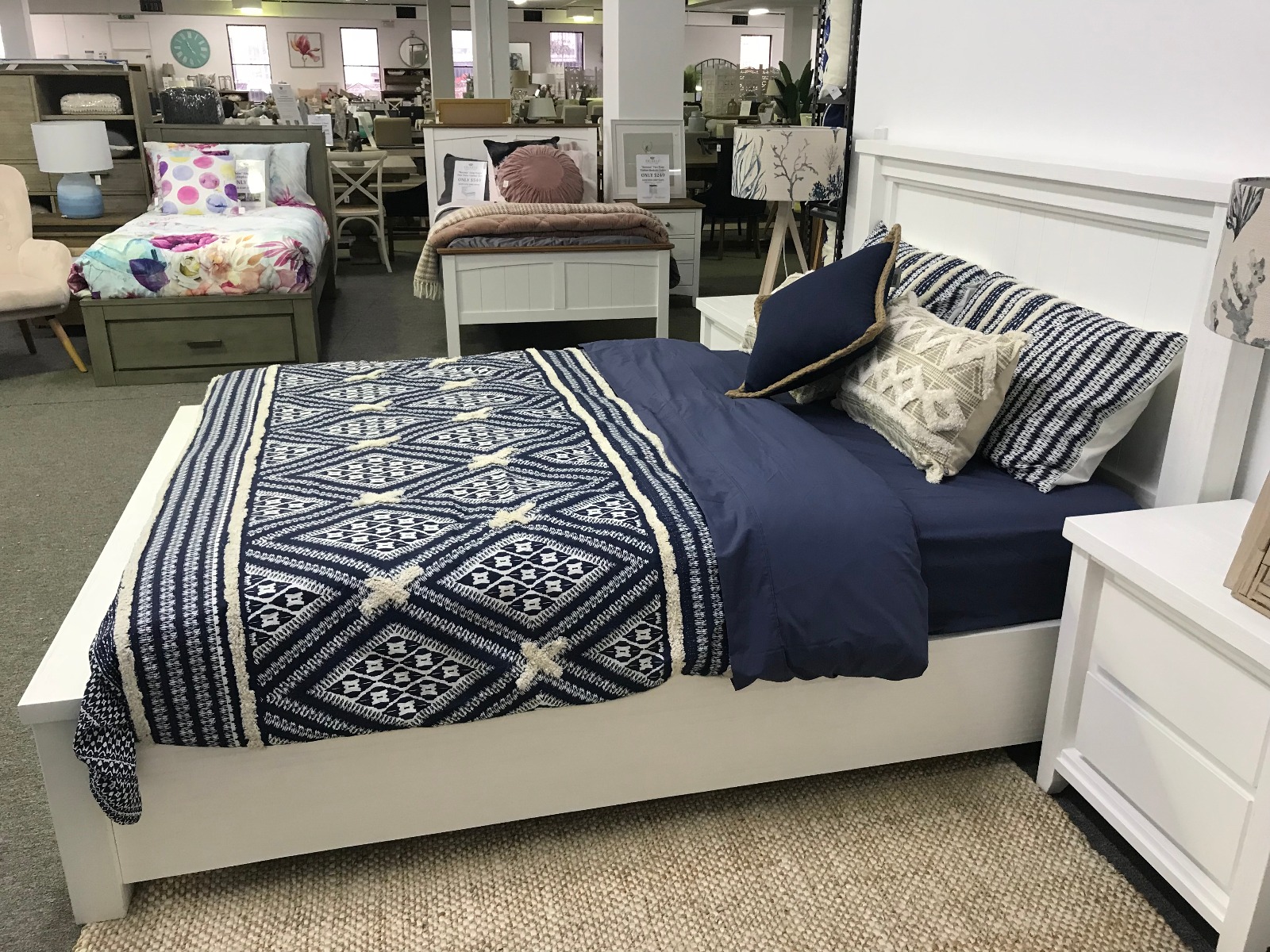 "Jefferson" Solid Timber Brushed White Coastal Hamptons Style Queen Bed Frame with Storage Drawers - Image 7