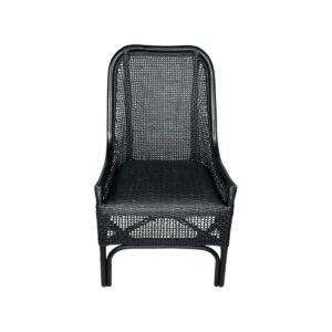"Southbeach" Hamptons Style Rattan Cane Armchair Dining Chair, Black (RRP $449)
