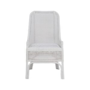 "Southbeach" Hamptons Style Rattan Cane Armchair Dining Chair, Vivid White (RRP $449)