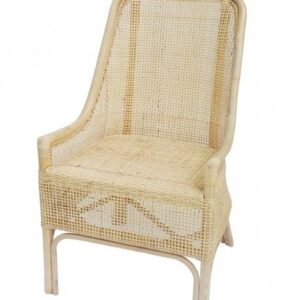 "Southbeach" Hamptons Rattan Cane Armchair Dining Chair, White Wash (RRP $399)