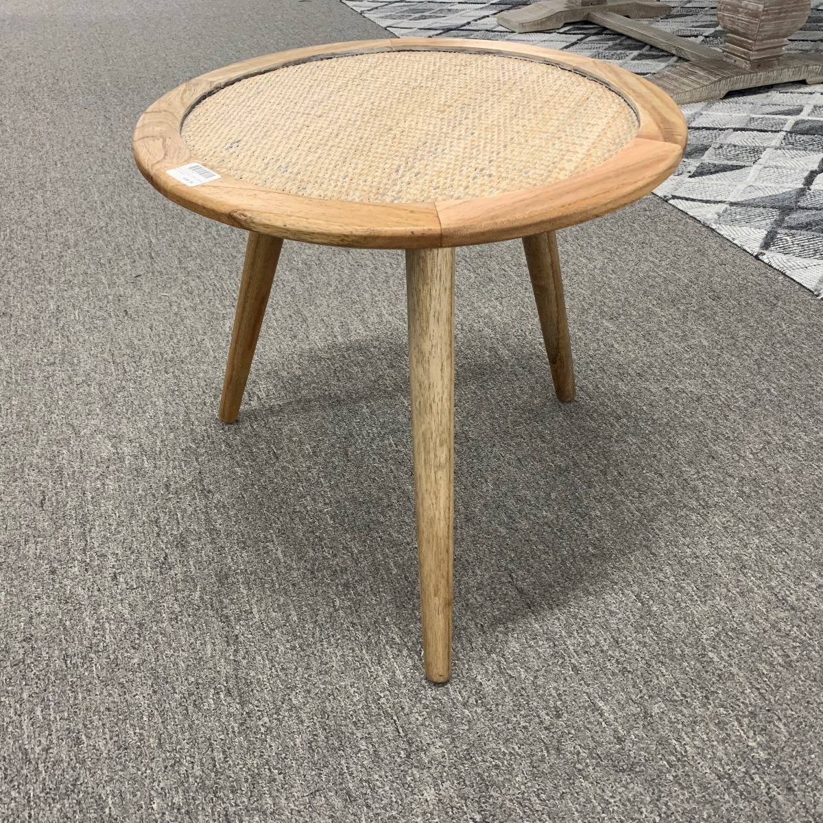"Mauritius" British Colonial Style Alfresco Rattan Side Table, Whitewash - Image 2