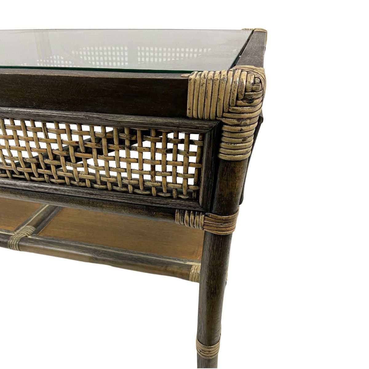 CLEARANCE SALE "Caribbean" British Colonial Style Alfresco Rattan & Glass Coffee Table, 120cmL x 60cmW x 45cmH(RRP $999) - Image 2