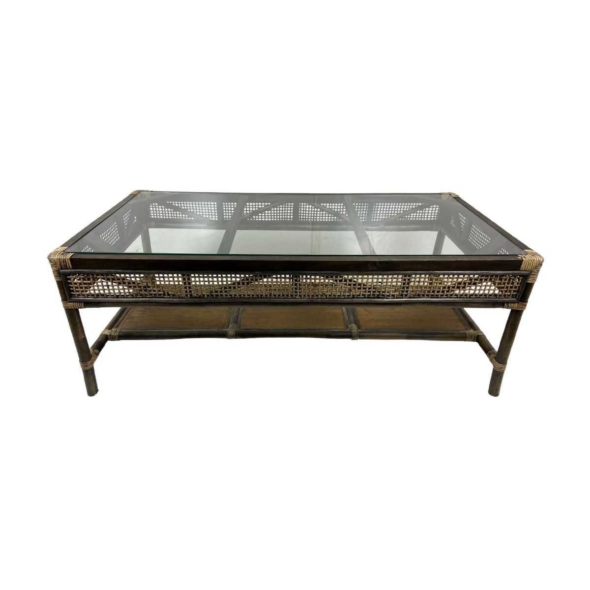 CLEARANCE SALE "Caribbean" British Colonial Style Alfresco Rattan & Glass Coffee Table, 120cmL x 60cmW x 45cmH(RRP $999) - Image 3