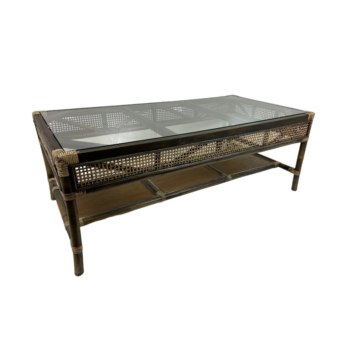 CLEARANCE SALE "Caribbean" British Colonial Style Alfresco Rattan & Glass Coffee Table, 120cmL x 60cmW x 45cmH(RRP $999) - Image 4