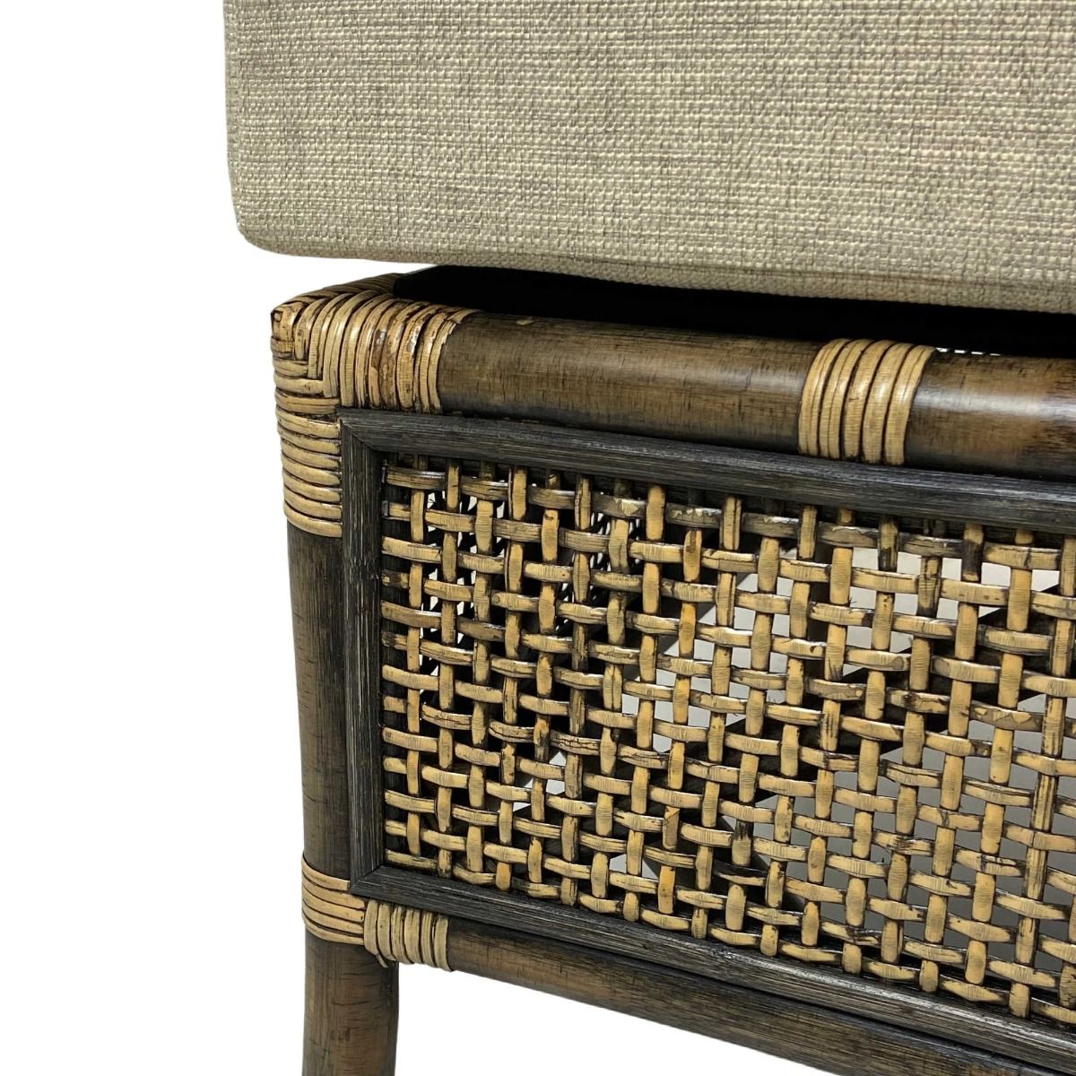 FLOORSTOCK CLEARANCE SALE "Caribbean" British Colonial Style Alfresco Rattan Footstool Ottoman, 62cmL x 51cmW x 44.5cmH (RRP $499) - Image 3