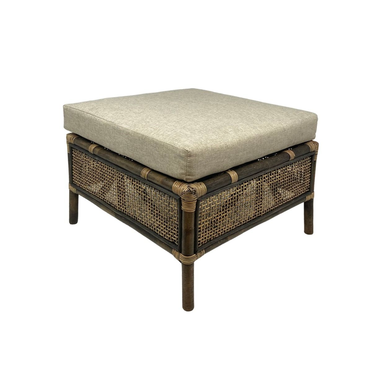 FLOORSTOCK CLEARANCE SALE "Caribbean" British Colonial Style Alfresco Rattan Footstool Ottoman, 62cmL x 51cmW x 44.5cmH (RRP $499) - Image 2