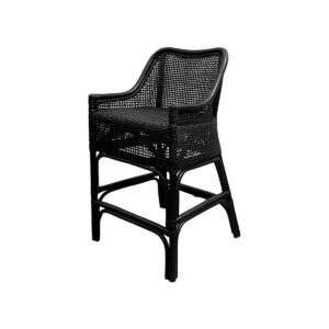 "Southbeach" Hamptons Style Rattan Kitchen Counter Bar Stool, Black