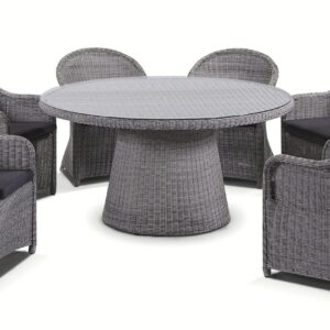 "Seychelles" Hamptons Style 7 Piece Outdoor Dining Setting 150cm Table with 6 Chairs, Brushed Grey (RRP $4999)
