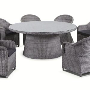 "Seychelles" Hamptons Style 9 Piece Outdoor Dining Setting 180cm Table with 8 Chairs, Brushed Grey (RRP $6499)