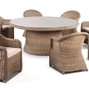 "Seychelles" Hamptons Style 9 Piece Outdoor Dining Setting 180cm Table with 8 Chairs, Brushed Wheat (RRP $6499)