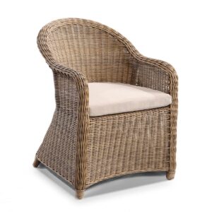 "Seychelles" Hamptons Style Outdoor Wicker Dining Chair, Brushed Wheat (RRP $799)
